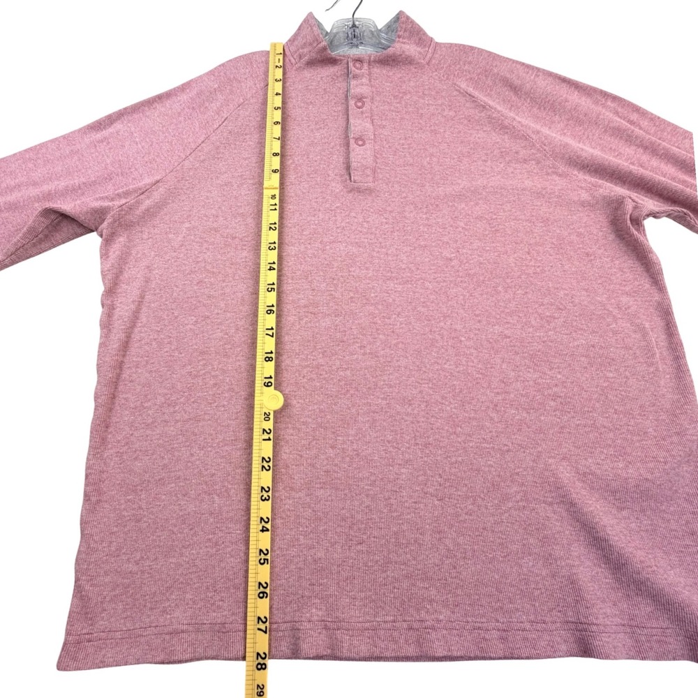 johnnie-O 1/4 Snap Mock Neck Pullover Men XL Malibu Red Pink Preppy Country Club - Picture 11 of 12